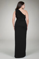 Draped Jersey Gown in Black
