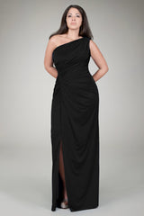 Draped Jersey Gown in Black