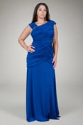 Ruched Jersey Gown in Galaxy Blue