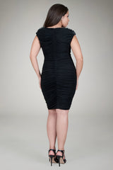 Ruched Jersey Cocktail Gown in Black