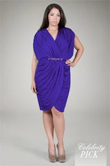 Draped Jersey Cocktail Dress in Blue Iris