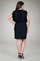 Draped Jersey Cocktail Dress in Black
