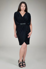 Draped Jersey Cocktail Dress in Black