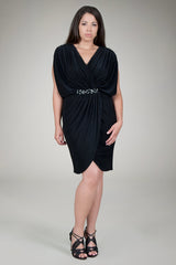 Draped Jersey Cocktail Dress in Black