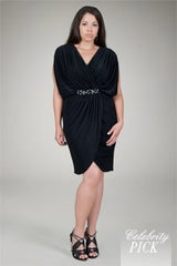 Draped Jersey Cocktail Dress in Black