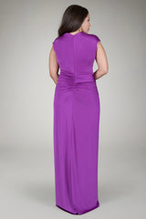 Luxe Jersey Draped Gown in Viola