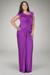 Luxe Jersey Draped Gown in Viola