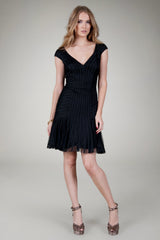 Cap Sleeve Tulle Dress in Black
