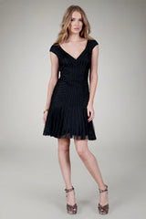 Cap Sleeve Tulle Dress in Black