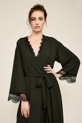 Vitti Crepe Lace Long Robe
