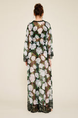 Patel Peony-Print Silk Chiffon Long Robe