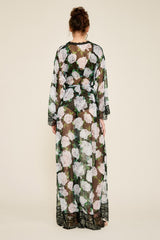 Patel Peony-Print Silk Chiffon Long Robe