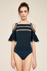 Alla Cold-Shoulder Pintuck Bodysuit