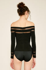 Fido Off-Shoulder Pintuck Bodysuit