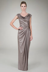 Foil Draped Gown in Mineral
