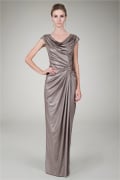 Foil Draped Gown in Mineral