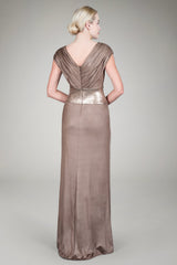 Sequin Waist Jersey Gown in Mineral
