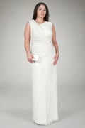 Crinkle Chiffon Lace Inset Gown in Cream
