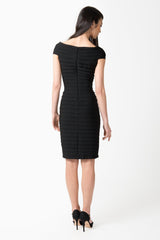 Shutter Pleated Jersey Cocktail Dress in Black
