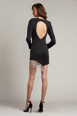 Demy Asymmetric Fringe Mini Dress