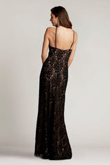 Aiden Floral Lace Halter Gown