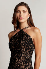Aiden Floral Lace Halter Gown