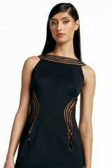 Ripple Neoprene Cutout Dress