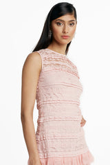 Pointer Pleated Ruffle Dress