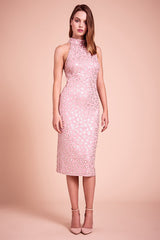 Gibson Cheetah Embroidered Midi Dress