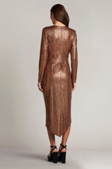 Kammy Sequin Draped Plunge Dress
