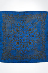 Lace Print Silk Scarf in Blue