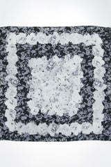 Floral Print Silk Scarf in Grey