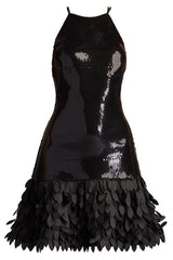 Leni Sequin Petal-Hem Mini Dress
