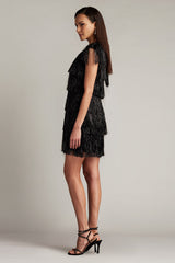 Spritz Metallic Fringe Mini Dress