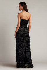 Shania Sequin Velvet Fringe Gown