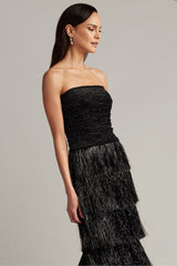 Shania Sequin Velvet Fringe Gown
