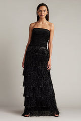 Shania Sequin Velvet Fringe Gown