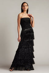 Shania Sequin Velvet Fringe Gown