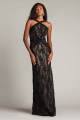 Kaiti Embroidered Halter Gown