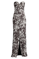 Carnie Strapless Floral Print Gown
