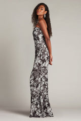 Carnie Strapless Floral Print Gown