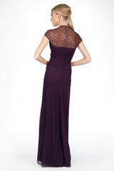 Draped Mesh Sequin Gown in Poppy