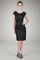 Lace and Silk Medley Dress in Black / Nude