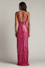 Koda Animal Sequin Halter Gown
