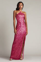 Koda Animal Sequin Halter Gown