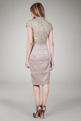 Stretch Satin Dress in Golden Sand