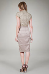 Stretch Satin Dress in Golden Sand