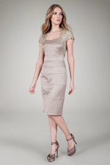 Stretch Satin Dress in Golden Sand