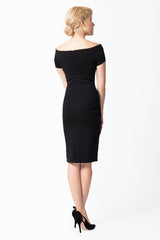 Off Shoulder Jersey Dress in Black
