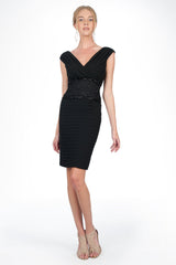 Shutter Pleat Dress in Black